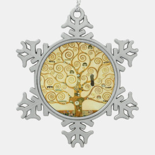 Gustav Klimt Der Baum Des Lebens Vintage Art Nouve Schneeflocken Zinn-Ornament