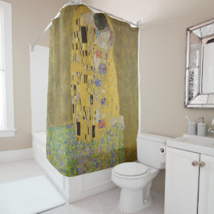 Gustav Klimt-Der Kiss   Gold Leaf Kunstwerk Duschvorhang