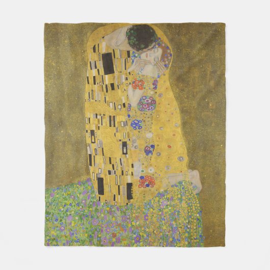 Gustav Klimt-Der Kiss | Gold Leaf Kunstwerk Fleecedecke (Vorderseite)