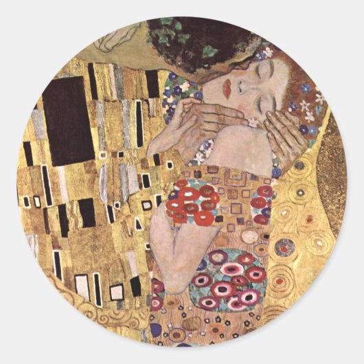 Gustav Klimt ~ der Kiss Runder Aufkleber (Vorderseite)