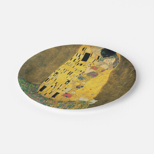 GUSTAV KLIMT - Der Kuss 1907 Pappteller (Schrägansicht)