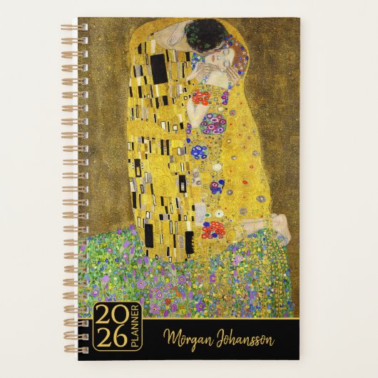 Gustav Klimt – Der Kuss – Benutzerdefinierter Text Planer (Vorderseite)