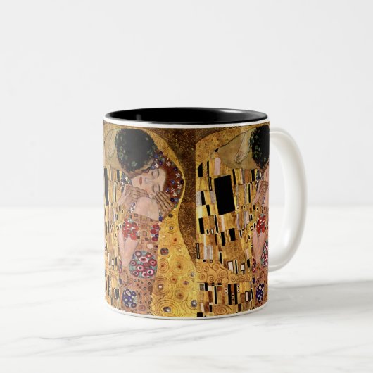 Gustav Klimt: Der Kuss (Detail) Zweifarbige Tasse (VorderseiteRechts)