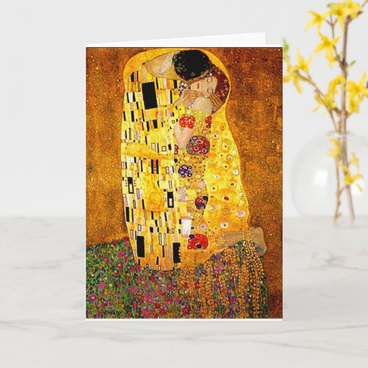 Gustav Klimt, der Kuss, Karte (Gelbe Blume)