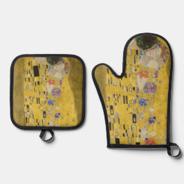 Gustav Klimt - Der Kuss Ofenhandschuh & Topflappen-Set