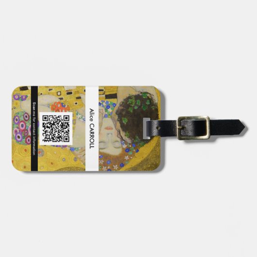 Gustav Klimt - Der Kuss - QR-Code Gepäckanhänger (Vorderseite horizontal)