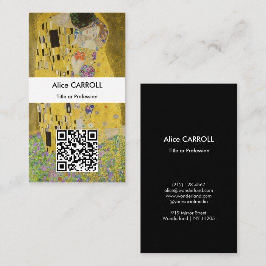 Gustav Klimt - Der Kuss - QR-Code Visitenkarte (Vorne/Hinten)
