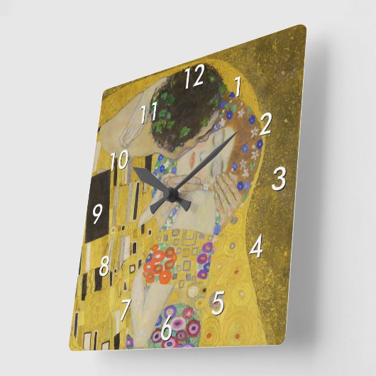 Gustav Klimt - Der Kuss Quadratische Wanduhr (Winkel)