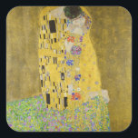 Gustav Klimt - Der Kuss Quadratischer Aufkleber<br><div class="desc">Der Kuss - Gustav Klimt 1907-1908</div>