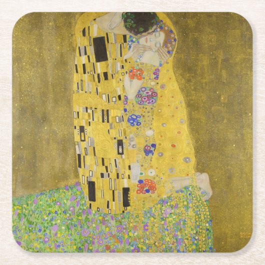 Gustav Klimt - Der Kuss Rechteckiger Pappuntersetzer (Vorderseite)