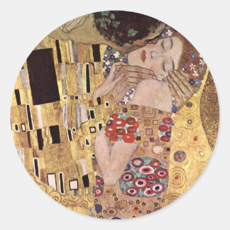 Gustav Klimt ~ der Kuss Runder Aufkleber