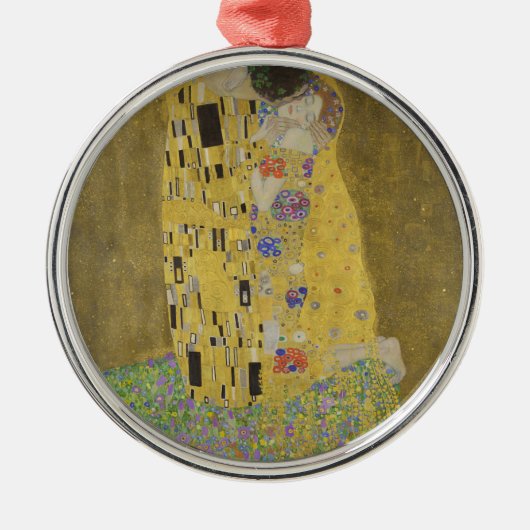 Gustav Klimt "Der Kuss" Silbernes Ornament (Vorne)