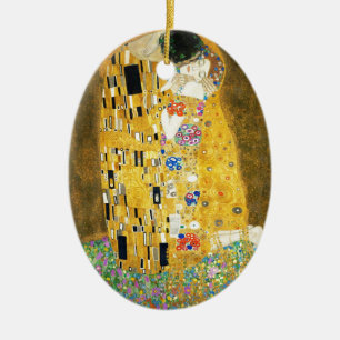 Gustav Klimt Der Kuss Vintage Art Nouveau Gemälde Keramikornament