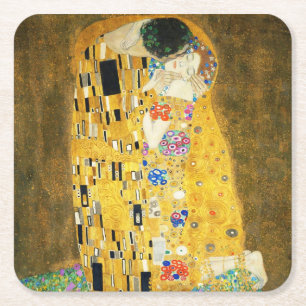 Gustav Klimt Der Kuss Vintage Art Nouveau Gemälde Rechteckiger Pappuntersetzer