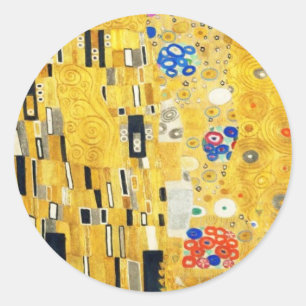 Gustav Klimt Der Kuss Vintage Art Nouveau Gemälde Runder Aufkleber