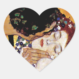 Gustav Klimt - Der Kuss - Vintage Art Nouveau Herz-Aufkleber