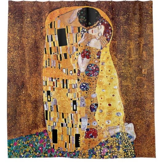 Gustav Klimt - Der Kuss - Vintager Jugendstil Duschvorhang (Vorderseite)
