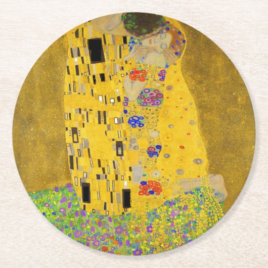 Gustav Klimt Der Kuss Zazzle Runder Pappuntersetzer (Vorderseite)