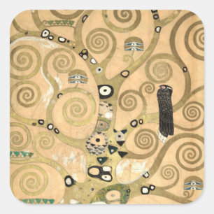 Gustav Klimt - Der Lebensbaum, Stoclet-Fries Quadratischer Aufkleber
