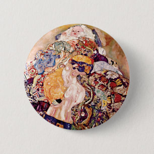 Gustav Klimt - Die Kinderkrippe - Neugeborene Button