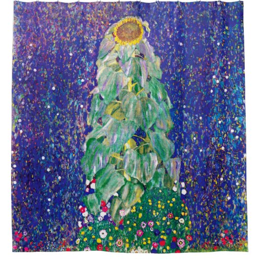Gustav Klimt - Die Sonnenblume Kunstmalerei Duschvorhang (Vorderseite)