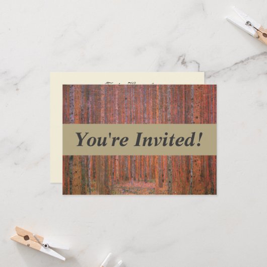 Gustav Klimt Fir Forest Tannenwald Rote Bäume Einladung (Vorderseite/Rückseite Beispiel)