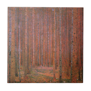 Gustav Klimt Fir Forest Tannenwald Rote Bäume Fliese