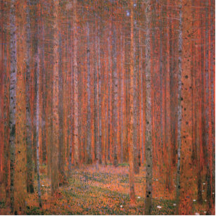 Gustav Klimt Fir Forest Tannenwald Rote Bäume Freistehende Fotoskulptur