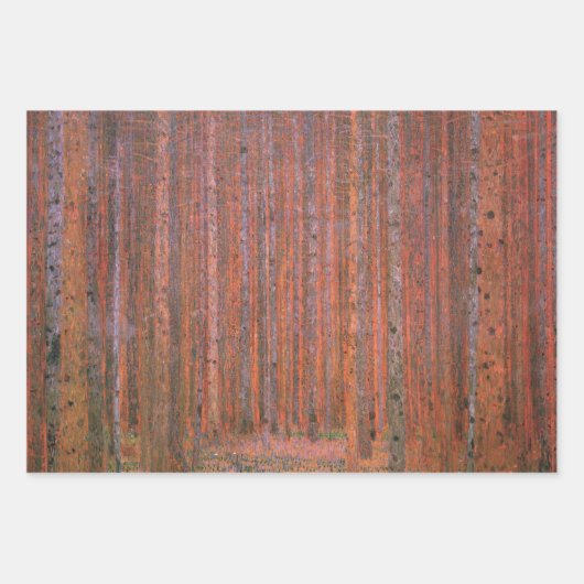 Gustav Klimt Fir Forest Tannenwald Rote Bäume Geschenkpapier Set (Vorderseite)