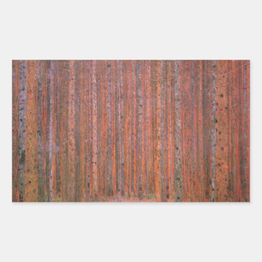Gustav Klimt Fir Forest Tannenwald Rote Bäume Rechteckiger Aufkleber (Vorderseite)