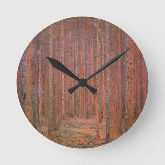Gustav Klimt Fir Forest Tannenwald Rote Bäume Runde Wanduhr (Vorderseite)