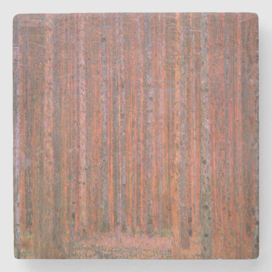Gustav Klimt Fir Forest Tannenwald Rote Bäume Steinuntersetzer (Vorderseite)