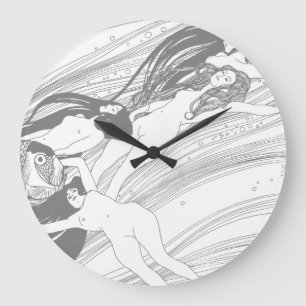 Gustav Klimt - Fisch Blut Surrealistische Japanisc Große Wanduhr