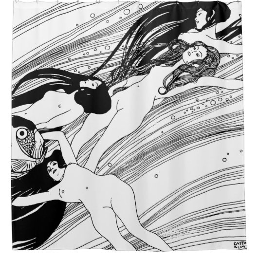 Gustav Klimt - Fischblut Surreal Japanische Kunst Duschvorhang (Vorderseite)