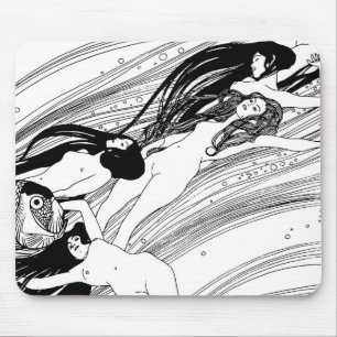 Gustav Klimt - Fischblut Surreal Japanische Kunst Mousepad