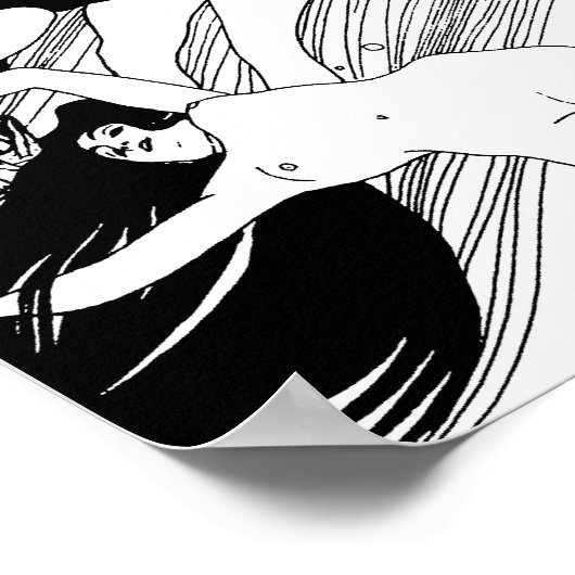 Gustav Klimt - Fischblut Surreal Japanische Kunst Poster (Ecke)