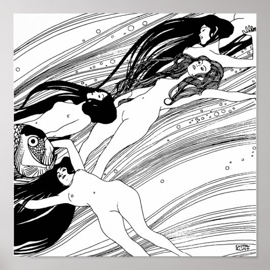 Gustav Klimt - Fischblut Surreal Japanische Kunst Poster (Vorne)