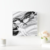 Gustav Klimt - Fish Blood Surreal Japanese Art Quadratische Wanduhr (Zuhause)
