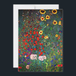 Gustav Klimt Flower Garden Ankündigung<br><div class="desc">Karte mit Gustav Klimts Ölgemälde Farm Garden mit Sonnenblumen (1907). Ein wunderschöner Garten mit Sonnenblumen und exquisiten blauen,  roten,  lila,  rosa und weißen Blume. Ein großartiges Geschenk für Jugendliche und österreichische Kunstliebhaber.</div>
