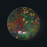 Gustav Klimt Flower Garden Button<br><div class="desc">Button mit Gustav Klimts Ölgemäldegarten mit Sonnenblumen (1907). Ein wunderschöner Garten mit Sonnenblumen und exquisiten blauen,  roten,  lila,  rosa und weißen Blume. Ein großartiges Geschenk für Jugendliche und österreichische Kunstliebhaber.</div>
