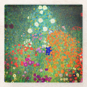 Gustav Klimt Flower Garden Glasuntersetzer