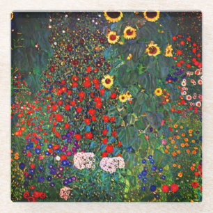 Gustav Klimt Flower Garden Glasuntersetzer