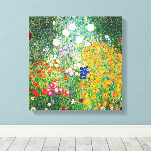 Gustav Klimt Flower Garden Leinwand Poster (Insitu (Holzboden))