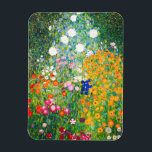 Gustav Klimt Flower Garden Magnet<br><div class="desc">Magnet des Glockenturms von Gustav Klimt. Ölmalerei auf Leinwand aus dem Jahr 1907. Der Blumengarten, der während seiner goldenen Phase fertig gestellt wurde, ist eines der bekanntesten Landschaftsgemälde Klimts. Die Sommerfarben brachen in diesem Werk mit einer wunderschönen Mischung aus orangefarbenen, roten, lila, blauen, rosa und weißen Blüten aus. Ein großartiges...</div>