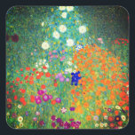 Gustav Klimt Flower Garden Quadratischer Aufkleber<br><div class="desc">Stickers mit Gustav Klimts Ölgemälde Blumengarten (1906). Ein schöner Garten mit lila,  roten,  weißen,  blauen und orangefarbenen Blume. Ein großartiges Geschenk für Jugendliche und österreichische Kunstliebhaber.</div>
