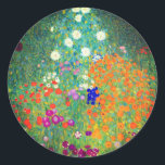 Gustav Klimt Flower Garden Runder Aufkleber<br><div class="desc">Stickers mit Gustav Klimts Ölgemälde Blumengarten (1906). Ein schöner Garten mit lila,  roten,  weißen,  blauen und orangefarbenen Blume. Ein großartiges Geschenk für Jugendliche und österreichische Kunstliebhaber.</div>