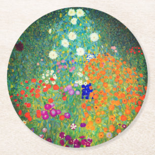 Gustav Klimt Flower Garden Runder Pappuntersetzer