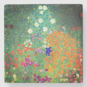 Gustav Klimt Flower Garden Steinuntersetzer (Vorderseite)