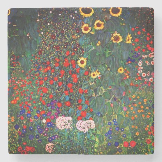 Gustav Klimt Flower Garden Steinuntersetzer (Vorderseite)