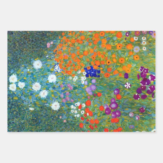 Gustav Klimt Flower Garden Wrapping Paper Geschenkpapier Set (Vorderseite)